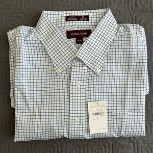 Nordstrom Men's White and Blue Grid Dress Shirt